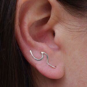 Wave Sterling Silver Ear Climber - Right Side